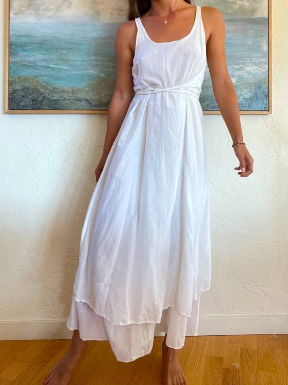 CP SHADES OFF WHITE COTTON AND SILK MAXI DRESS S $468